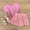 Conjunto Infantil Feminino Blusa e Short Estampa Floral Rosa Fernanda Ramos Kids