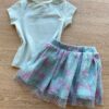 fernandaramoskids com br Conjunto Infantil Feminino Blusa e Short Saia com Tule Verde Água 3