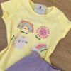 fernandaramoskids com br Conjunto Infantil Feminino Blusa Estampada Amarelo e Short Lilás 1