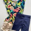 Conjunto Infantil Feminino Blusa Estampada e Bermuda Azul Marinho Fernanda Ramos Kids