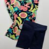 fernandaramoskids com br Conjunto Infantil Feminino Blusa Estampada e Bermuda Azul Marinho 3