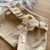 fernandaramoskids com br Conjunto Infantil Feminino Blusa Floral Short Bege 2