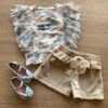 fernandaramoskids com br Conjunto Infantil Feminino Blusa Floral Short Bege 1
