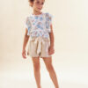 Conjunto Infantil Feminino Blusa Floral Short Bege Fernanda ramos kids