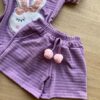 fernandaramoskids com br Conjunto Infantil Feminino Blusa Manga Curta Coelho e Short Lilás 2