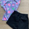 fernandaramoskids com br Conjunto Infantil Feminino Blusa Manga Curta Estampada e Short Preto 2