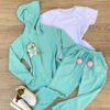 Conjunto Infantil Feminino Blusa Manga Curta + Jaqueta + Calça Verde Fernanda Ramos Kids