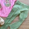 fernandaramoskids com br Conjunto Infantil Feminino Blusa Manga Curta Rosa e Legging Verde 2