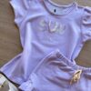 fernandaramoskids com br Conjunto Infantil Feminino Blusa Manga Curta Sun Shine e Short Lilás 1