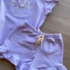 fernandaramoskids com br Conjunto Infantil Feminino Blusa Manga Curta Sun Shine e Short Lilás 2