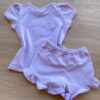 fernandaramoskids com br Conjunto Infantil Feminino Blusa Manga Curta Sun Shine e Short Lilás 3