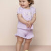 Conjunto Infantil Feminino Blusa Manga Curta Sun Shine e Short Lilás Fernanda ramos kids