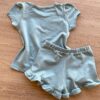 fernandaramoskids com br Conjunto Infantil Feminino Blusa Manga Curta Sun Shine e Short Verde 3