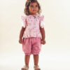 Conjunto Infantil Feminino Body Estampado Detalhe em Guipir na Manga Short Fernanda ramos kids