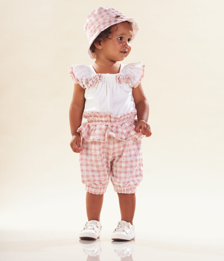 Conjunto Infantil Feminino Body Laço Short Coração Fernanda ramos kids