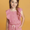 fernandaramoskids com br Conjunto Infantil Feminino Cropped com Babado e Short Rosa 1