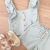 fernandaramoskids com br Conjunto Infantil Feminino Cropped com Babado e Short Verde 1