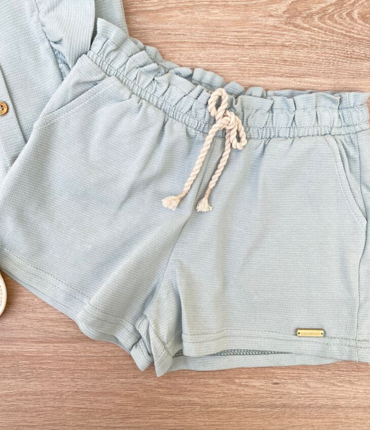 fernandaramoskids com br Conjunto Infantil Feminino Cropped com Babado e Short Verde 2