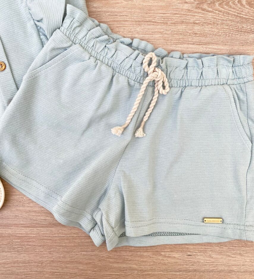 fernandaramoskids com br Conjunto Infantil Feminino Cropped com Babado e Short Verde 2