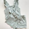 fernandaramoskids com br Conjunto Infantil Feminino Cropped com Babado e Short Verde Água 3