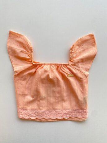 fernandaramoskids com br Conjunto Infantil Feminino Cropped com Detalhe e Short Laranja 1