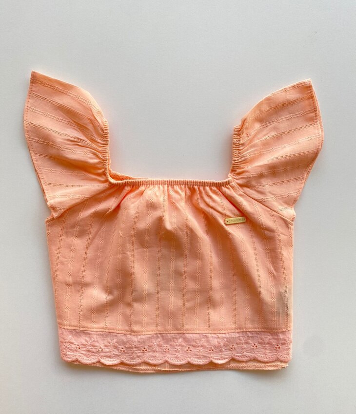 fernandaramoskids com br Conjunto Infantil Feminino Cropped com Detalhe e Short Laranja 1