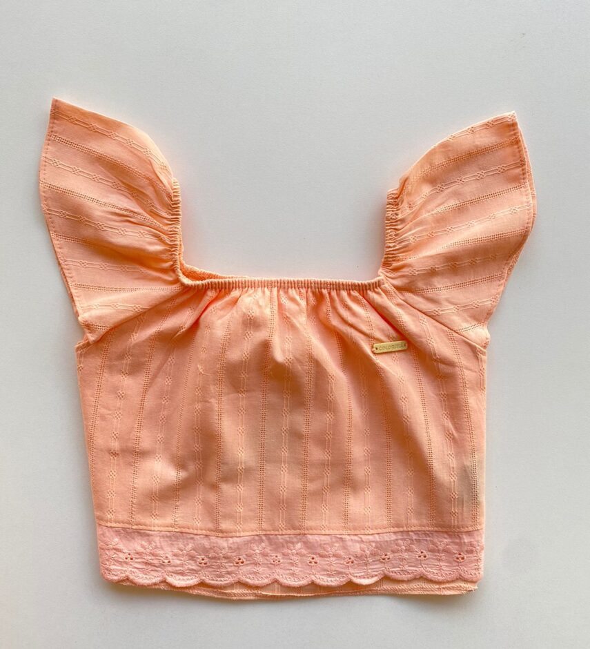 fernandaramoskids com br Conjunto Infantil Feminino Cropped com Detalhe e Short Laranja 1