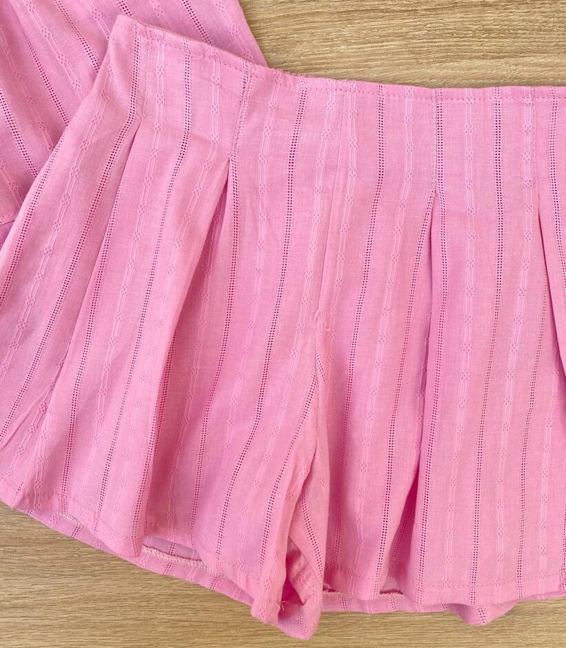 fernandaramoskids com br Conjunto Infantil Feminino Cropped com Detalhe e Short Rosa 2