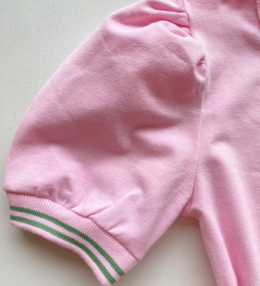 fernandaramoskids com br Conjunto Infantil Feminino Cropped Manga Princesa Rosa e Short Verde 2