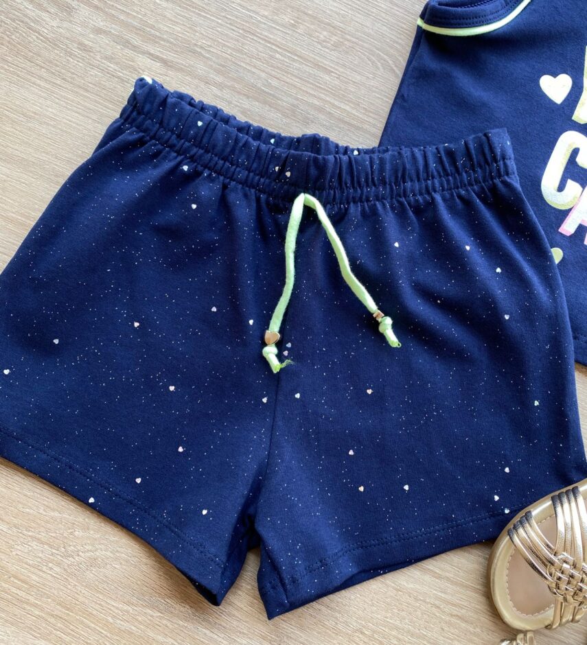 fernandaramoskids com br Conjunto Infantil Feminino Cropped You Can e Short Azul Marinho 2