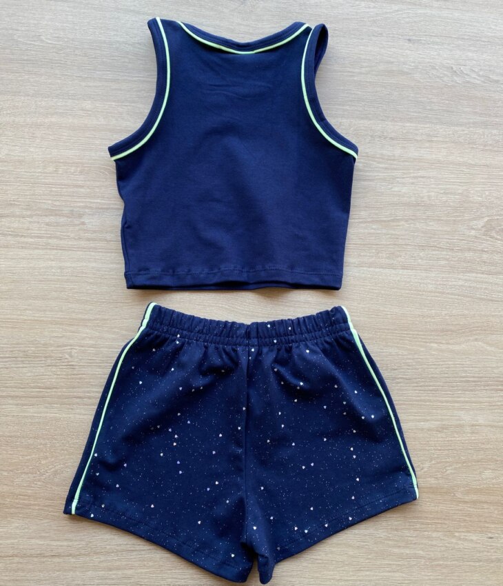 fernandaramoskids com br Conjunto Infantil Feminino Cropped You Can e Short Azul Marinho 3
