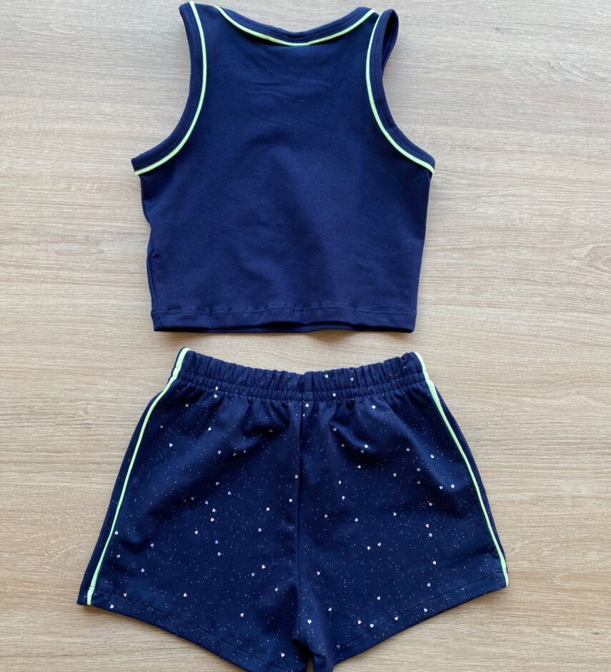 fernandaramoskids com br Conjunto Infantil Feminino Cropped You Can e Short Azul Marinho 3