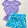 fernandaramoskids com br Conjunto Infantil Feminino Estampado Blusa Lilás e Short Saia Azul 3