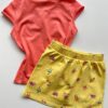 fernandaramoskids com br Conjunto Infantil Feminino Estampado Blusa Rosa e Short Saia Amarelo 3
