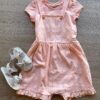 Conjunto Infantil Feminino Jardineira e Blusa Manga Curta Salmão Fernanda Ramos Kids