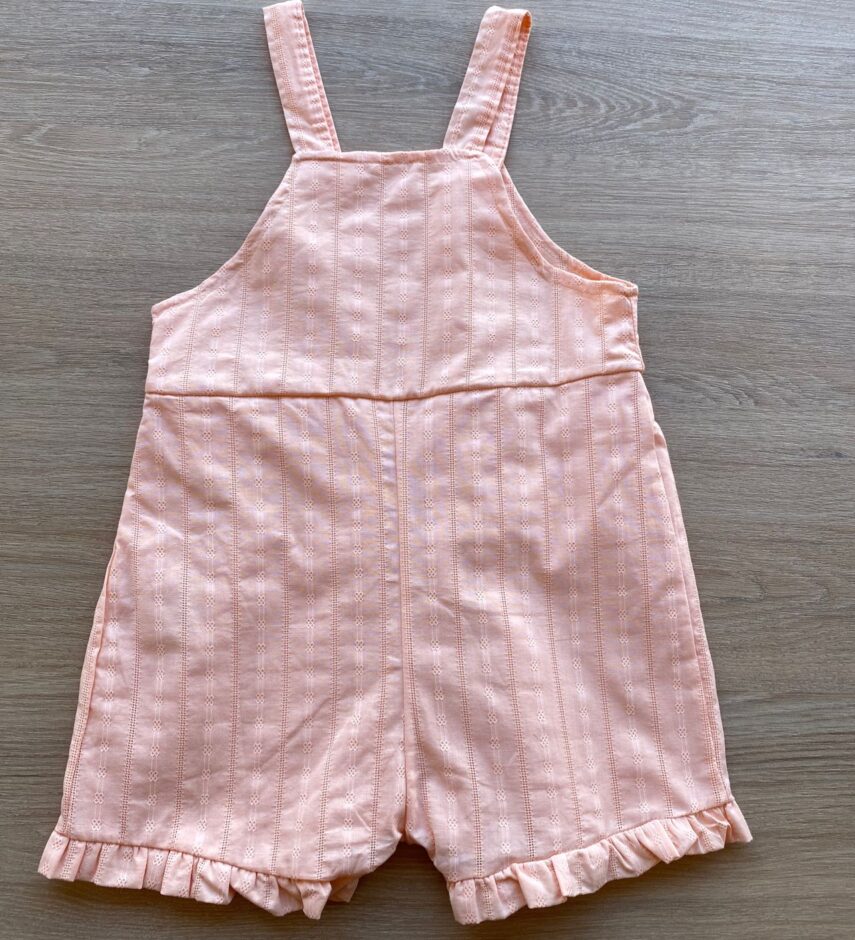 fernandaramoskids com br Conjunto Infantil Feminino Jardineira e Blusa Manga Curta Salmão 2
