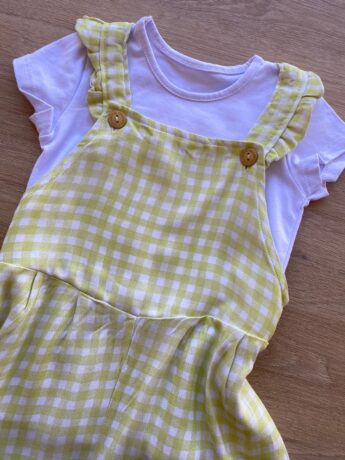 fernandaramoskids com br Conjunto Infantil Feminino Jardineira Xadrez e Blusa Manga Curta Branca 1