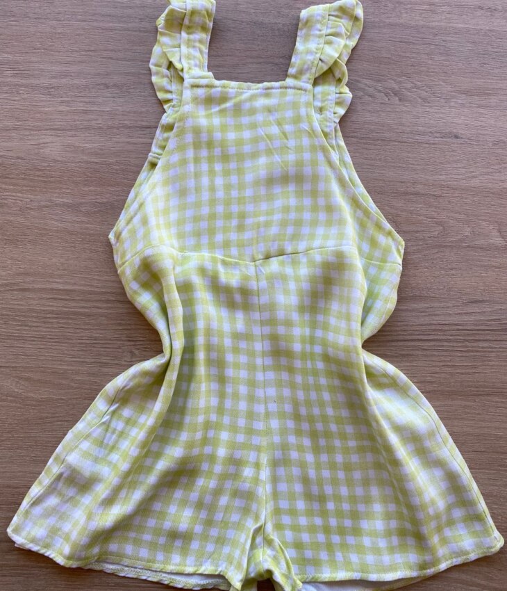 fernandaramoskids com br Conjunto Infantil Feminino Jardineira Xadrez e Blusa Manga Curta Branca 6