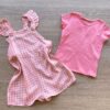 fernandaramoskids com br Conjunto Infantil Feminino Jardineira Xadrez e Blusa Manga Curta Rosa 2
