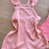 fernandaramoskids com br Conjunto Infantil Feminino Jardineira Xadrez e Blusa Manga Curta Rosa 3