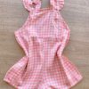 fernandaramoskids com br Conjunto Infantil Feminino Jardineira Xadrez e Blusa Manga Curta Rosa 5