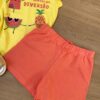 fernandaramoskids com br Conjunto Infantil Feminino Regata Amarela e Short Salmão 1