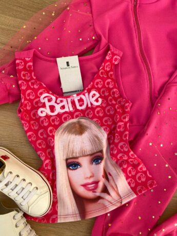 fernandaramoskids com br Conjunto Infantil Feminino Regata com Estampa + Jaqueta + Calça Pink 1