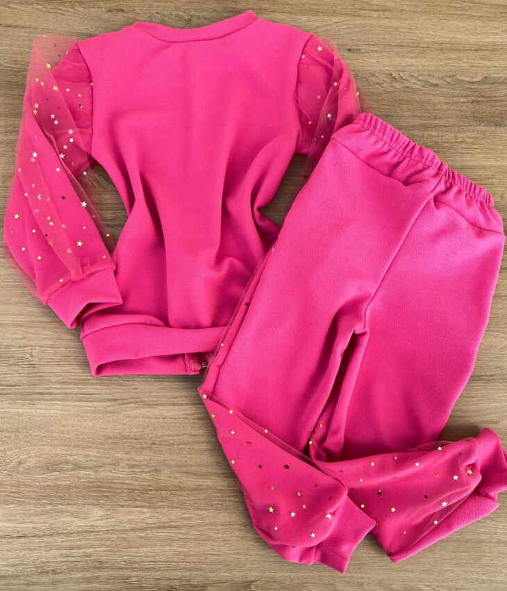 fernandaramoskids com br Conjunto Infantil Feminino Regata com Estampa + Jaqueta + Calça Pink 5