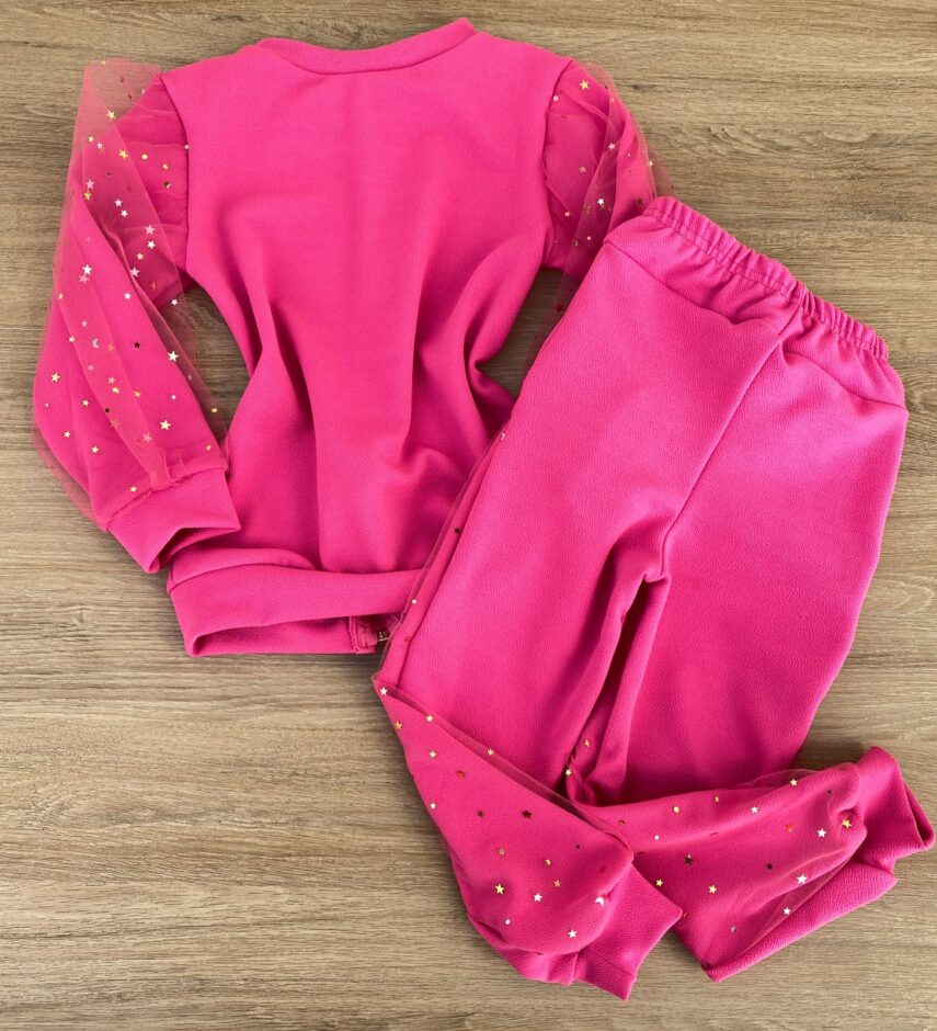 fernandaramoskids com br Conjunto Infantil Feminino Regata com Estampa + Jaqueta + Calça Pink 5