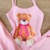 fernandaramoskids com br Conjunto Infantil Feminino Regata Estampa Urso + Jaqueta + Short Rosa 1
