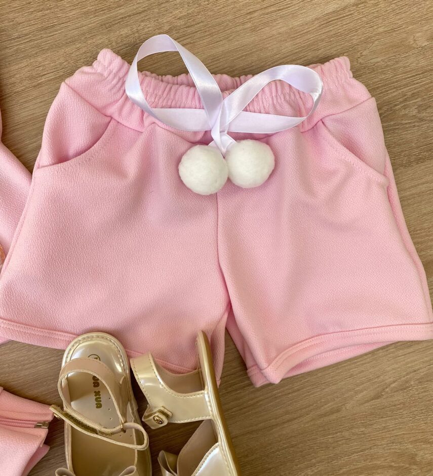 fernandaramoskids com br Conjunto Infantil Feminino Regata Estampa Urso + Jaqueta + Short Rosa 3