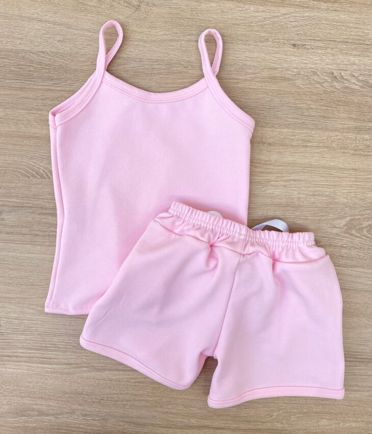 fernandaramoskids com br Conjunto Infantil Feminino Regata Estampa Urso + Jaqueta + Short Rosa 5