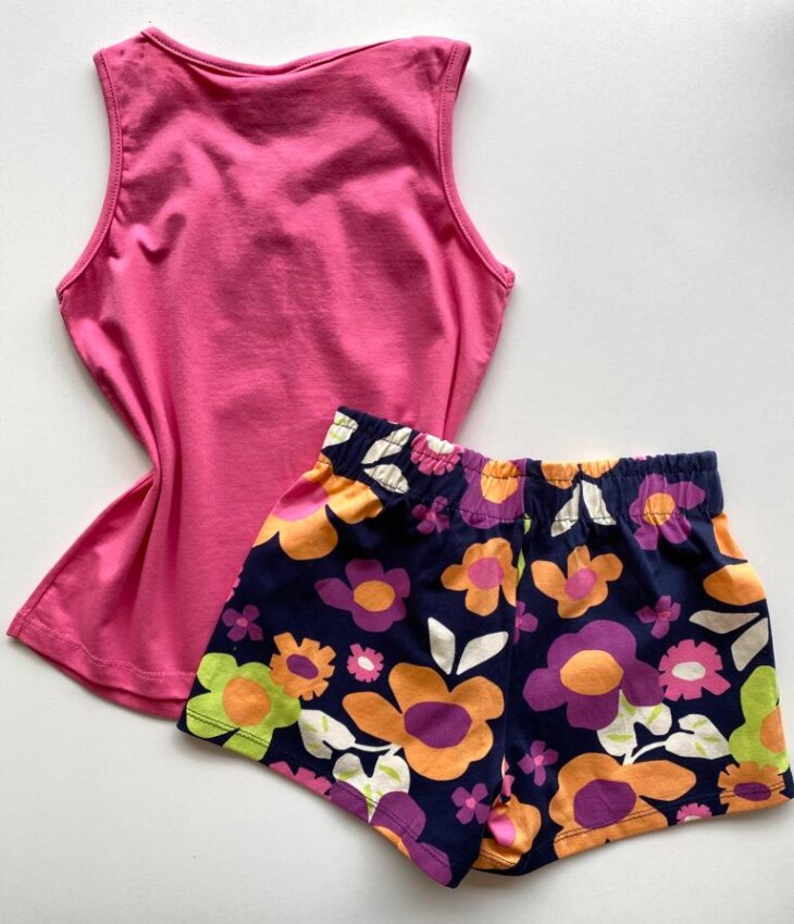 fernandaramoskids com br Conjunto Infantil Feminino Regata Rosa e Short Estampa Floral 3