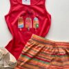 fernandaramoskids com br Conjunto Infantil Feminino Regata Rosa Escuro e Short Estampado 1
